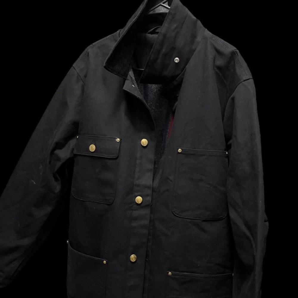 Vintage black carhartt duck canvas & wool coat jacket